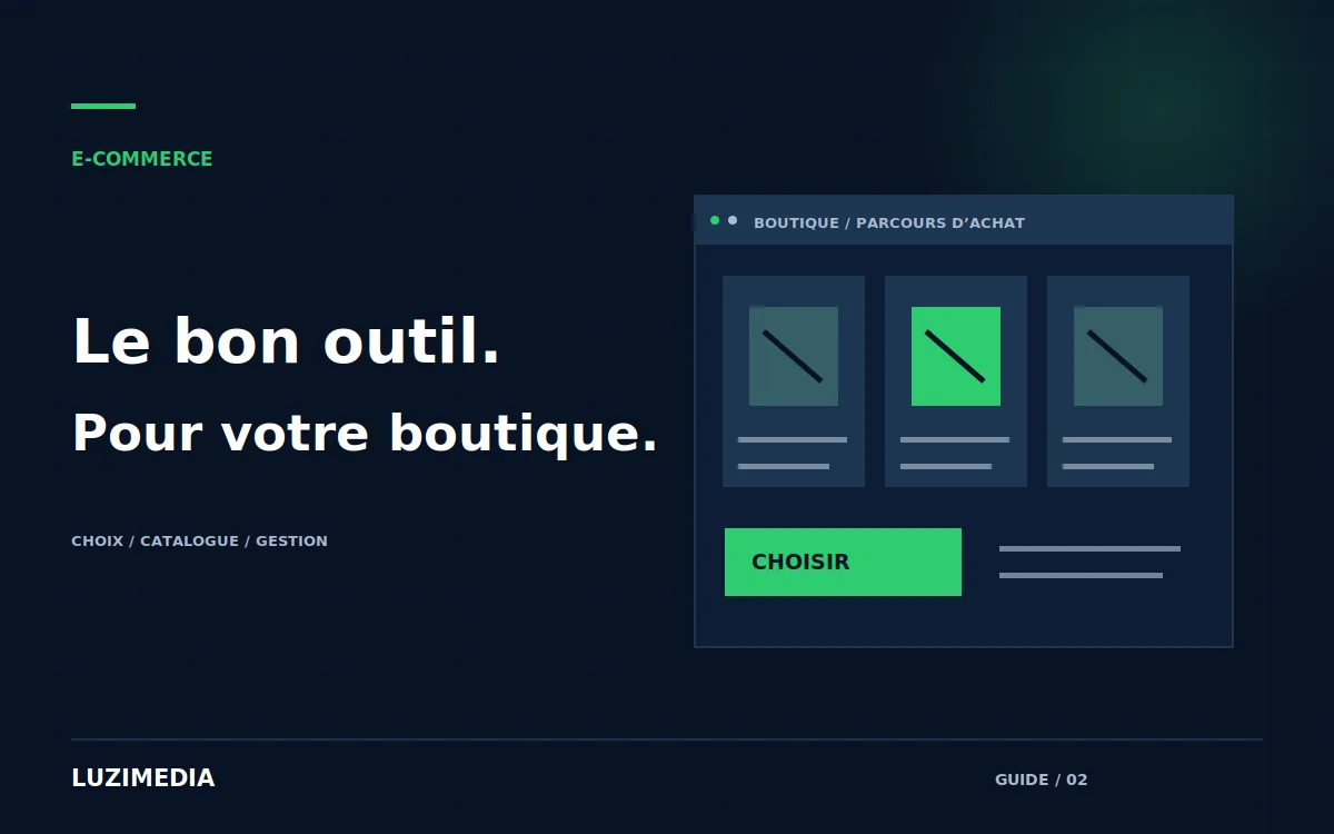 Illustration de trois types de besoins : publier des contenus, gérer un catalogue et traiter les commandes.