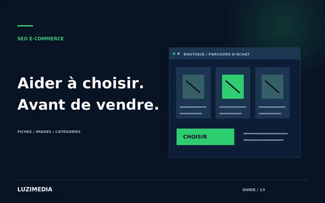 Illustration d’une fiche produit réunissant image, caractéristiques et informations d’achat.